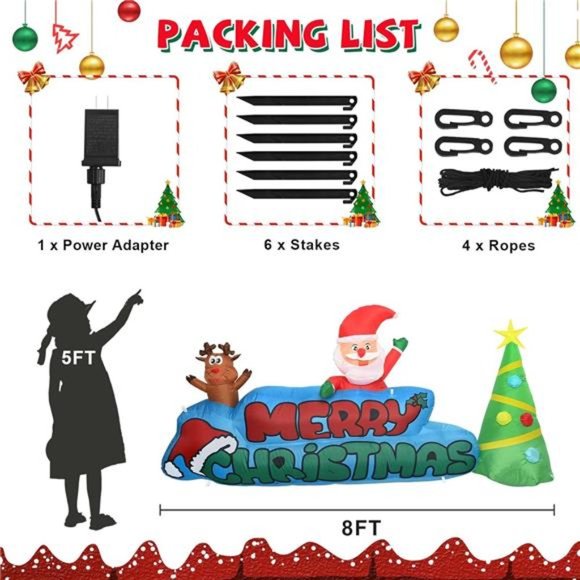 Christmas Inflatable Santa Blow up, Lighted Large Merry Christmas Inflatables - Picture 6 of 6